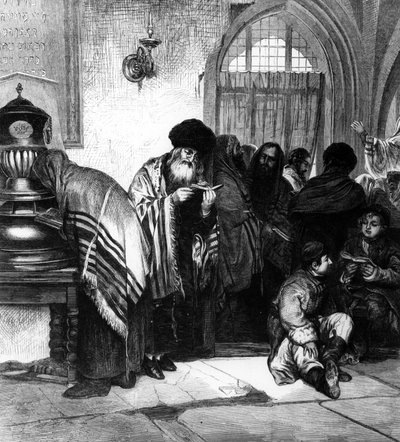 Polnische Juden in einer Synagoge von Wilhelm August Stryowski